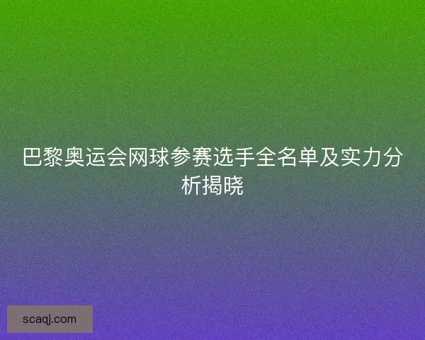 巴黎奥运会网球参赛选手全名单及实力分析揭晓